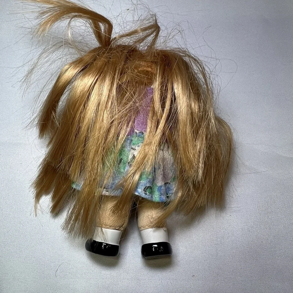 Mini Cabbage‎ Patch Baby Doll Vintage Blonde Girl Purple Blue Dress 1995